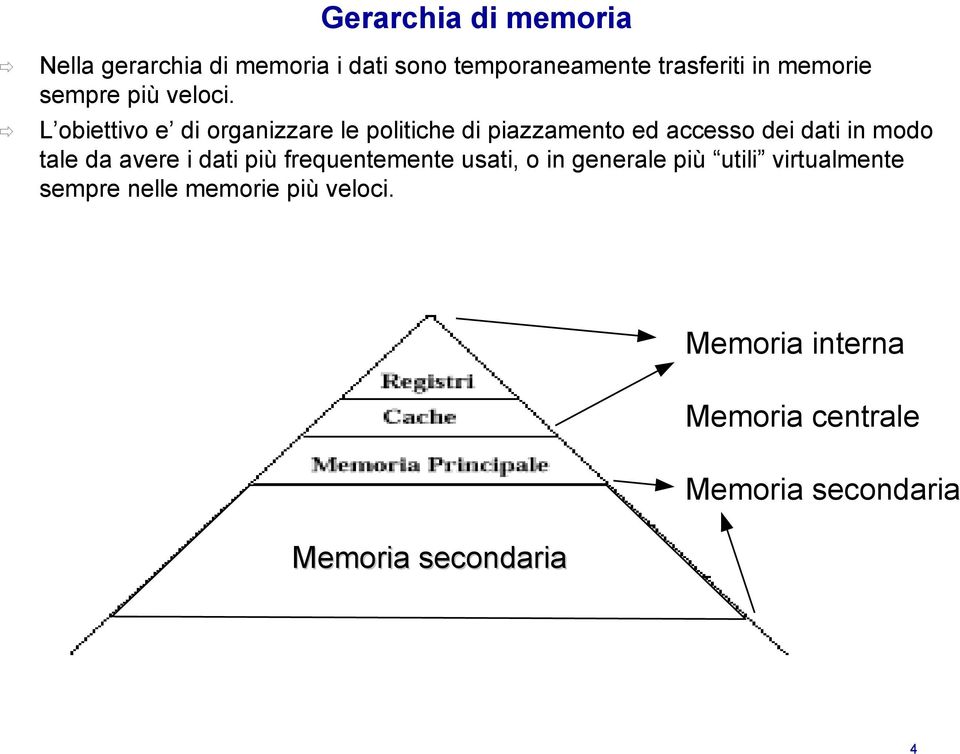 L obiettivo e di organizzare le politiche di piazzamento ed accesso dei dati in modo tale da