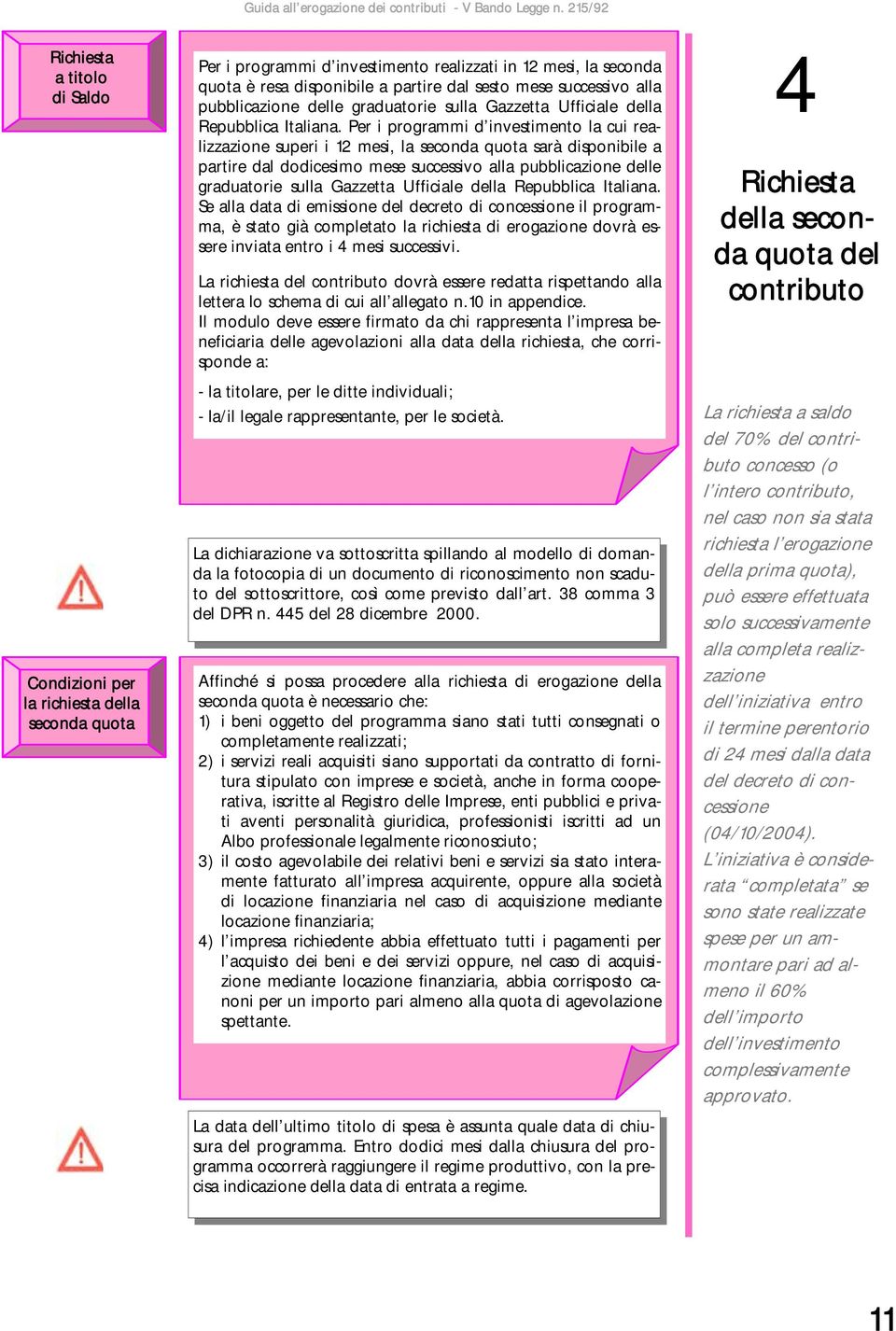 Per i programmi d investimento la cui realizzazione superi i 12 mesi, la seconda quota sarà disponibile a partire dal dodicesimo mese successivo alla  Se alla data di emissione del decreto di