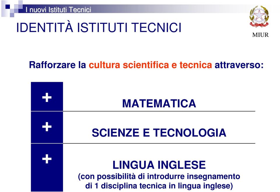 SCIENZE E TECNOLOGIA + LINGUA INGLESE (con possibilità