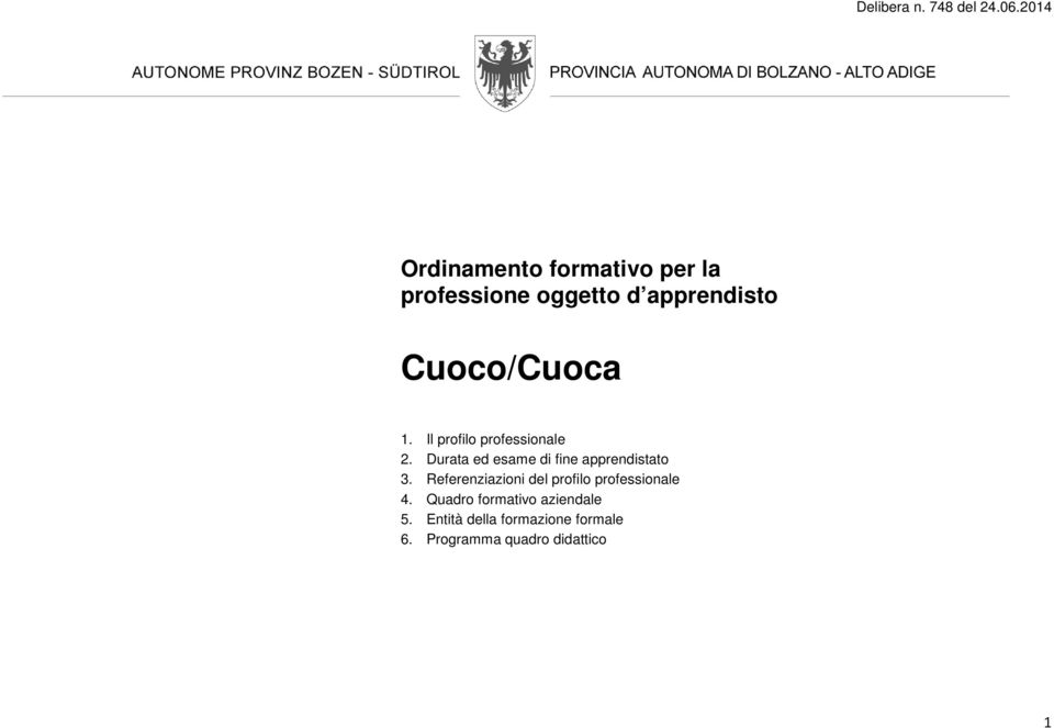 Cuoco/Cuoca 1. Il profilo professionale 2.