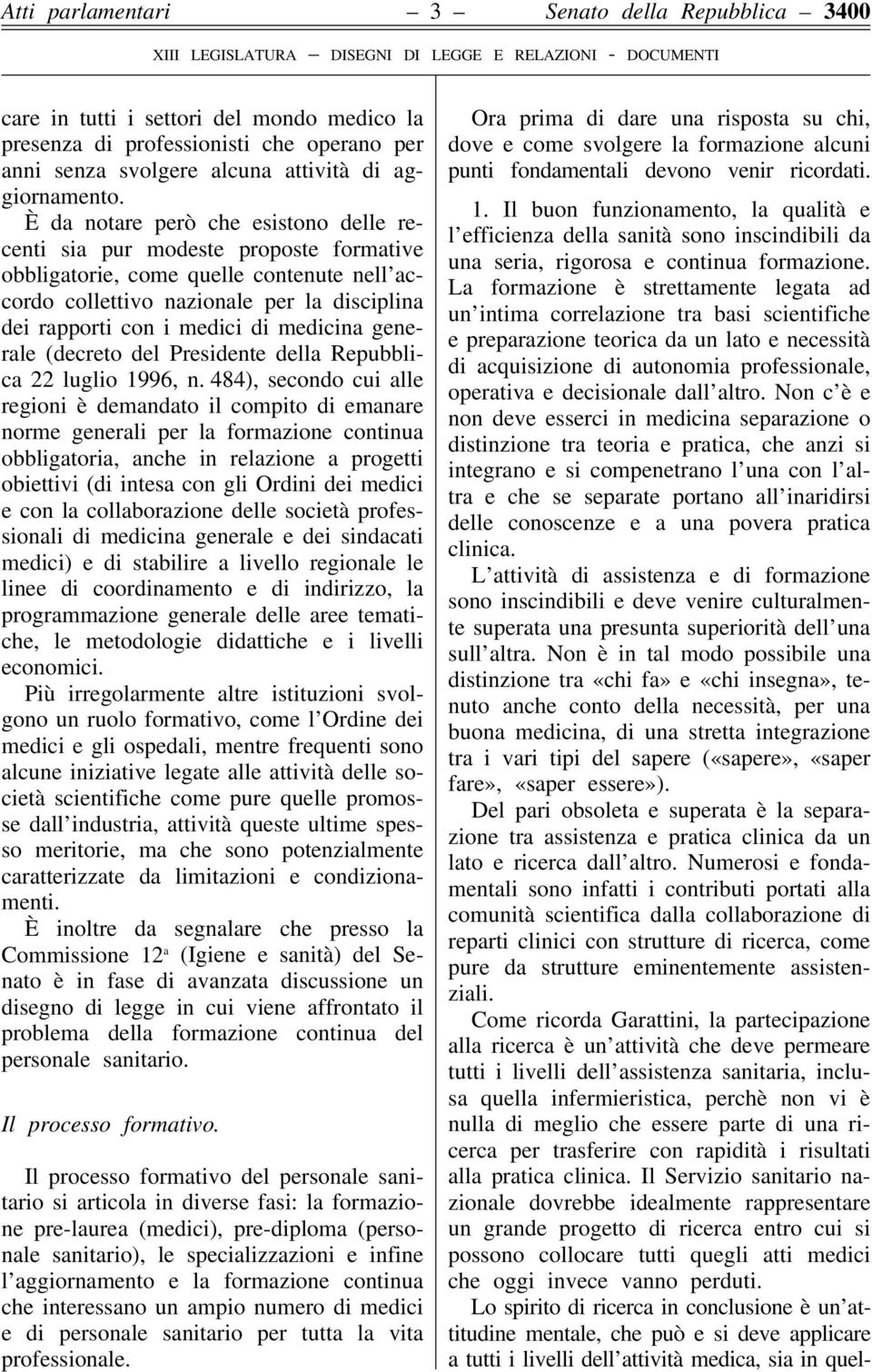 medicina generale (decreto del Presidente della Repubblica 22 luglio 1996, n.