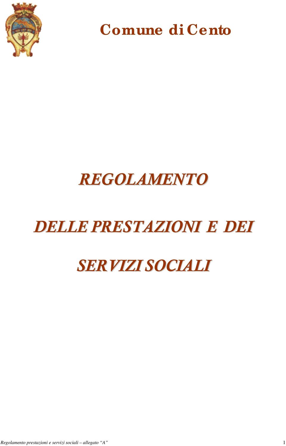 SERVIZI SOCIALI Regolamento