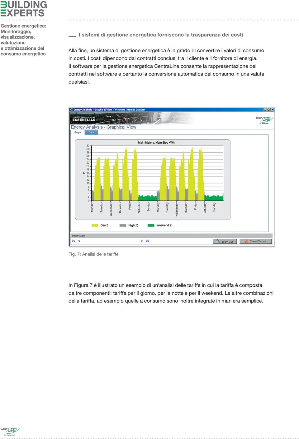 Il software per la gestione energetica CentraLine consente la rappresentazione dei contratti nel software e pertanto la conversione automatica del consumo in una valuta qualsiasi. Fig.