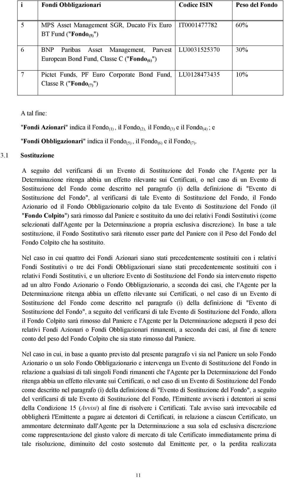 e il Fondo (4) ; e "Fondi Obbligazionari" indica il Fondo (5), il Fondo (6) e il Fondo (7). 3.