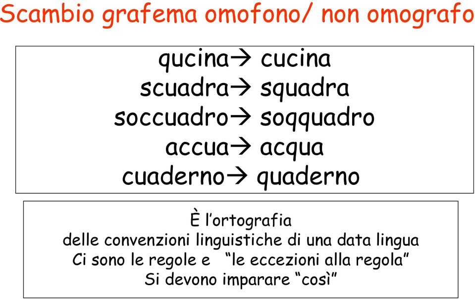 ortografia È l ortografia delle convenzioni linguistiche di una