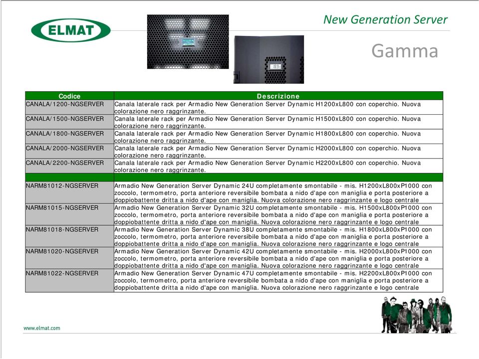 Canala laterale rack per Armadio New Generation Server Dynamic H1500xL800 con coperchio. Nuova colorazione nero raggrinzante.