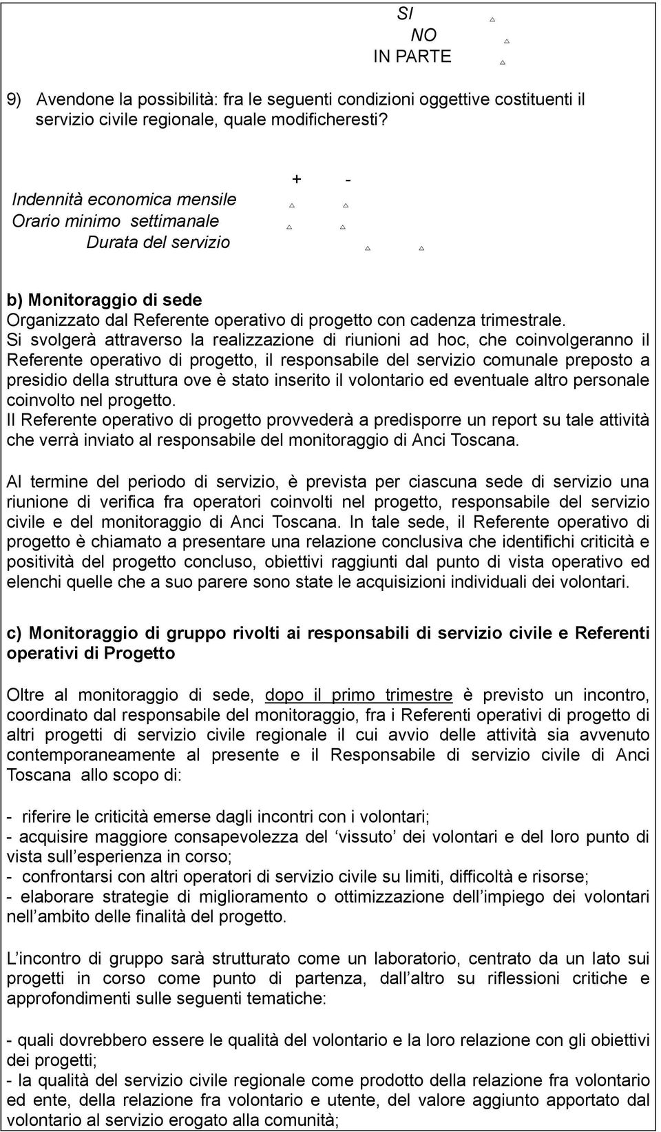 Si svolgerà attraverso la realizzazione di riunioni ad hoc, che coinvolgeranno il Referente operativo di progetto, il responsabile del servizio comunale preposto a presidio della struttura ove è