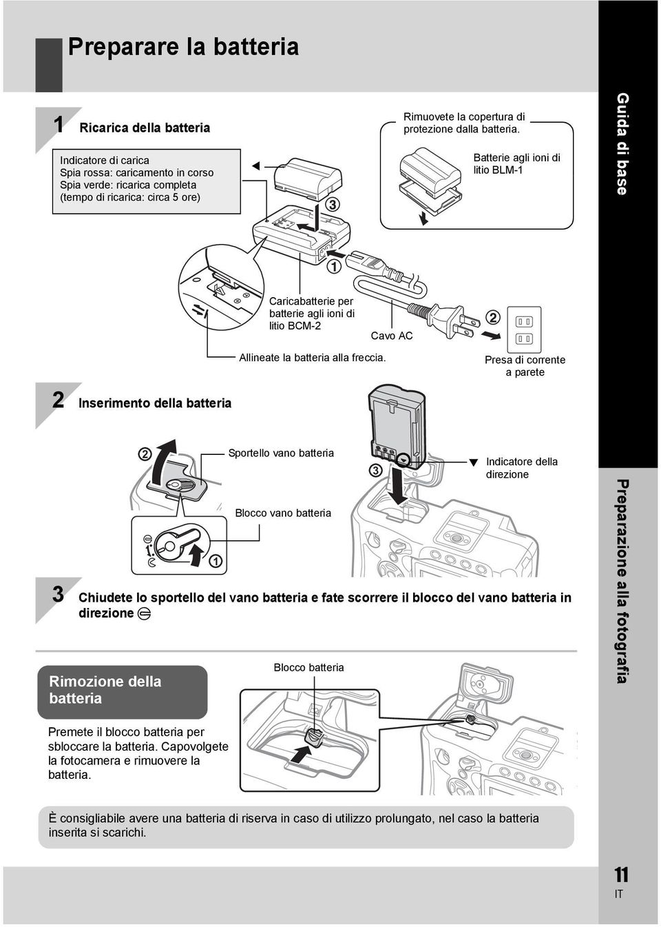 BCM-2 Allineate la batteria alla freccia.