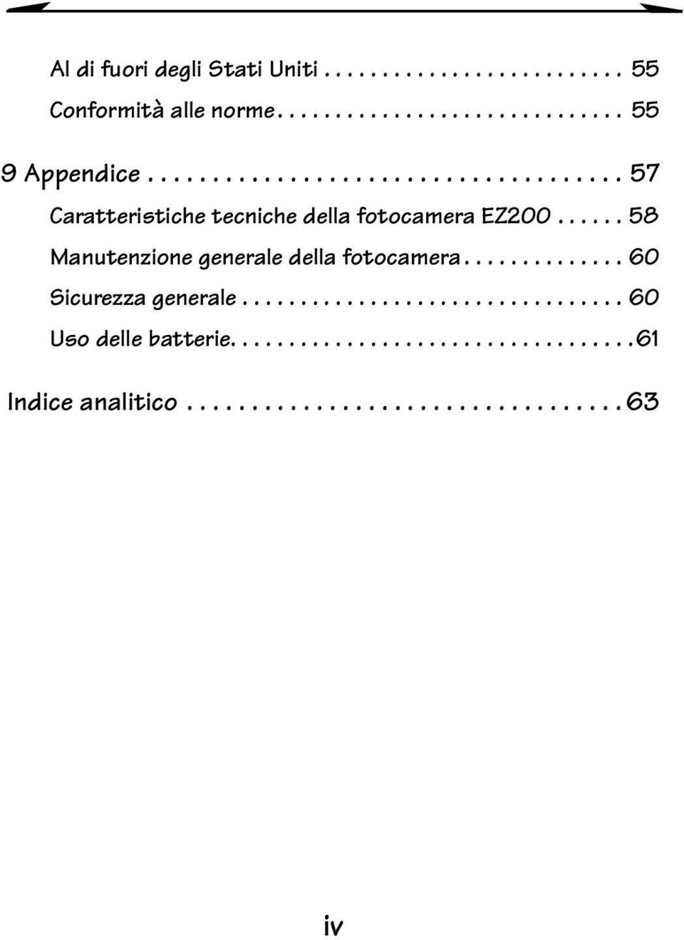 ..57 CaratteristichetecnichedellafotocameraEZ200.