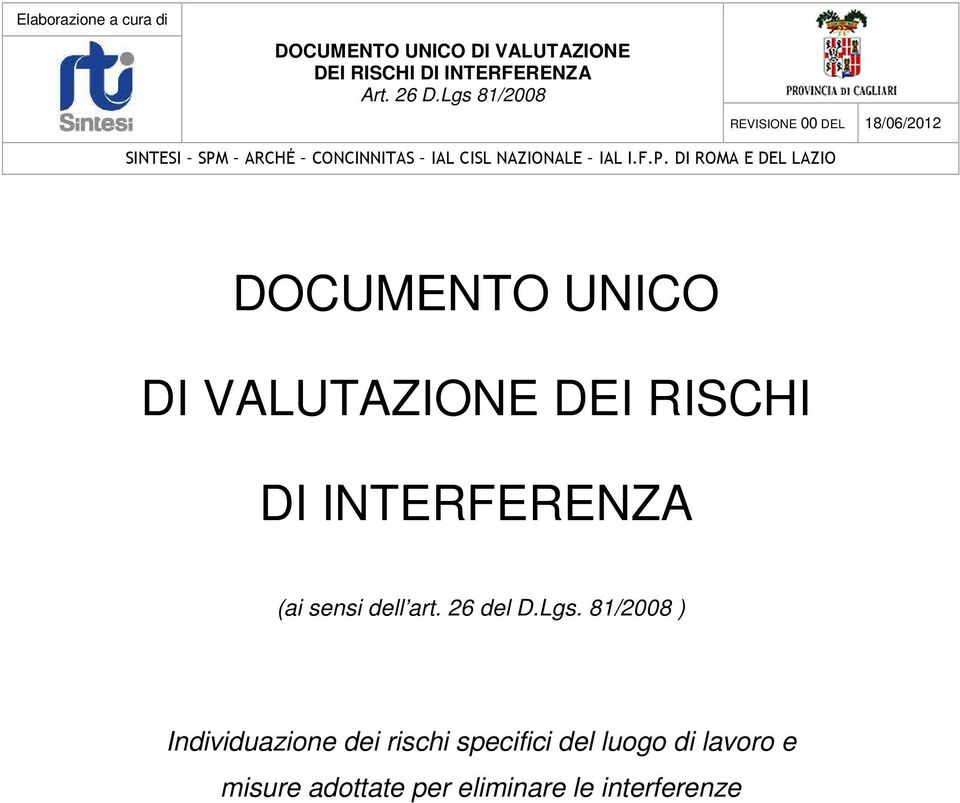 81/2008 ) Individuazione dei rischi specifici del