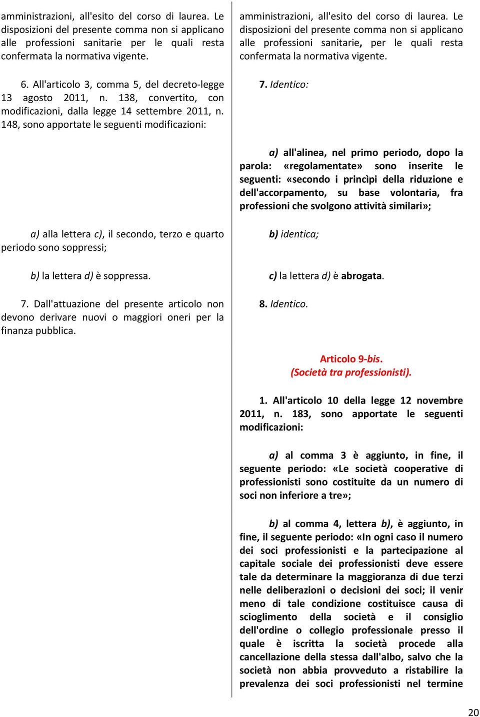 148, sono apportate le seguenti modificazioni: amministrazioni, all'esito del corso di laurea.