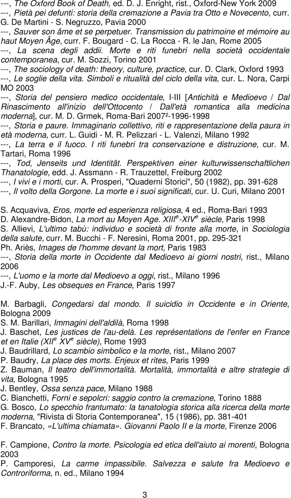 le Jan, Rome 2005 ---, La scena degli addii. Morte e riti funebri nella società occidentale contemporanea, cur. M. Sozzi, Torino 2001 ---, The sociology of death: theory, culture, practice, cur. D.