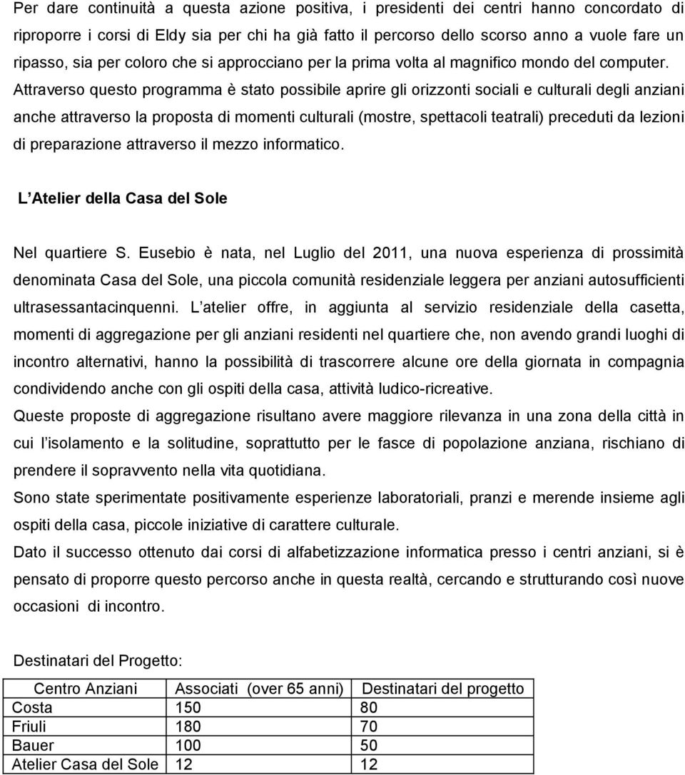 Attravers quest prgramma è stat pssibile aprire gli rizznti sciali e culturali degli anziani anche attravers la prpsta di mmenti culturali (mstre, spettacli teatrali) preceduti da lezini di