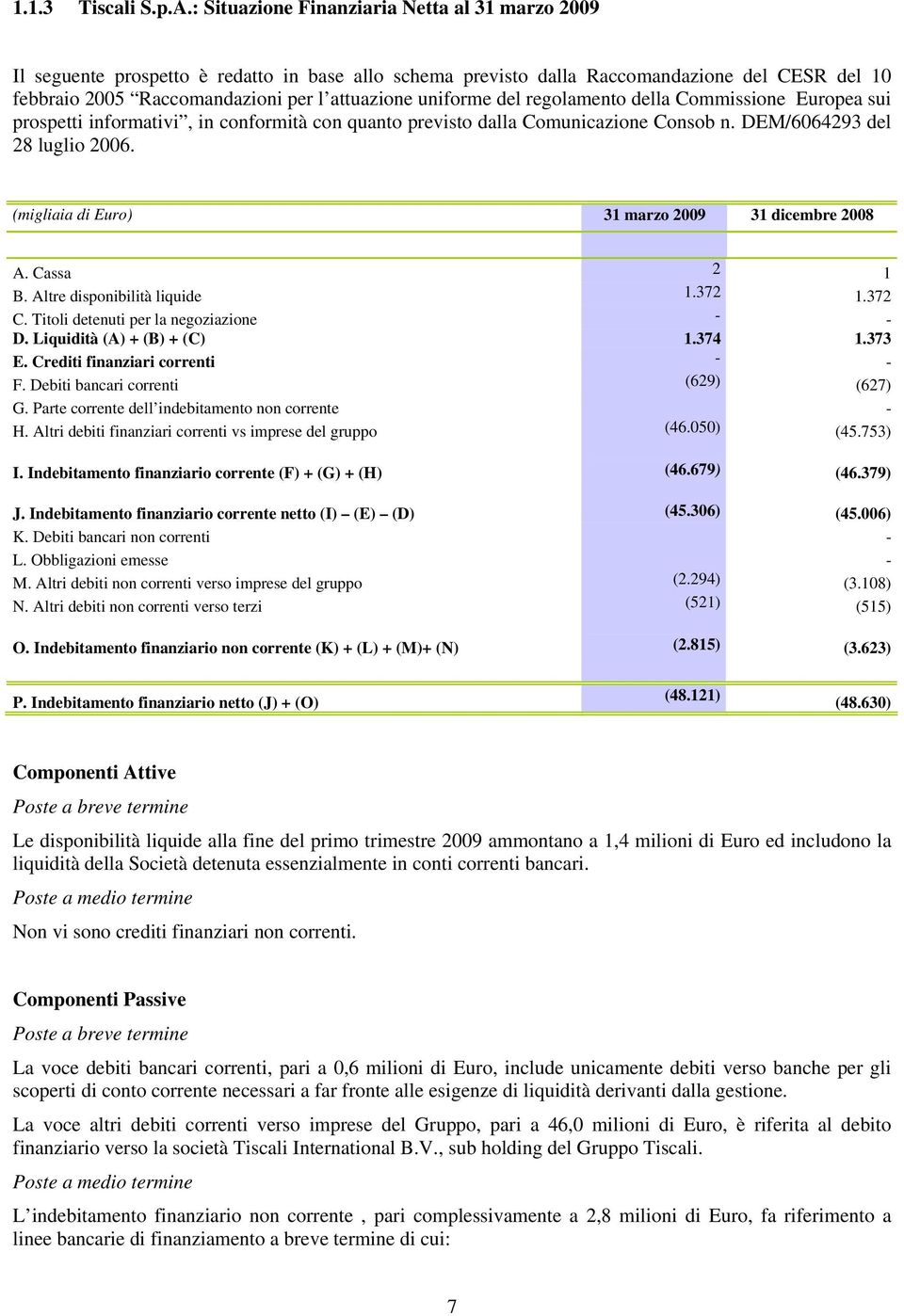 uniforme del regolamento della Commissione Europea sui prospetti informativi, in conformità con quanto previsto dalla Comunicazione Consob n. DEM/6064293 del 28 luglio 2006.