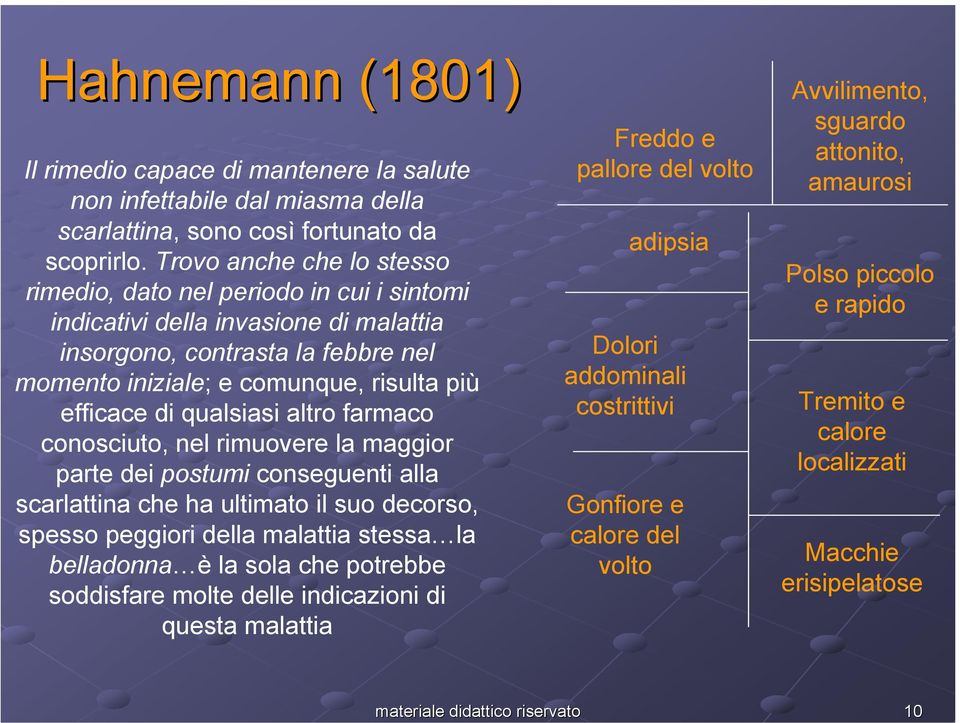 qualsiasi altro farmaco conosciuto, nel rimuovere la maggior parte dei postumi conseguenti alla scarlattina che ha ultimato il suo decorso, spesso peggiori della malattia stessa la belladonna è la