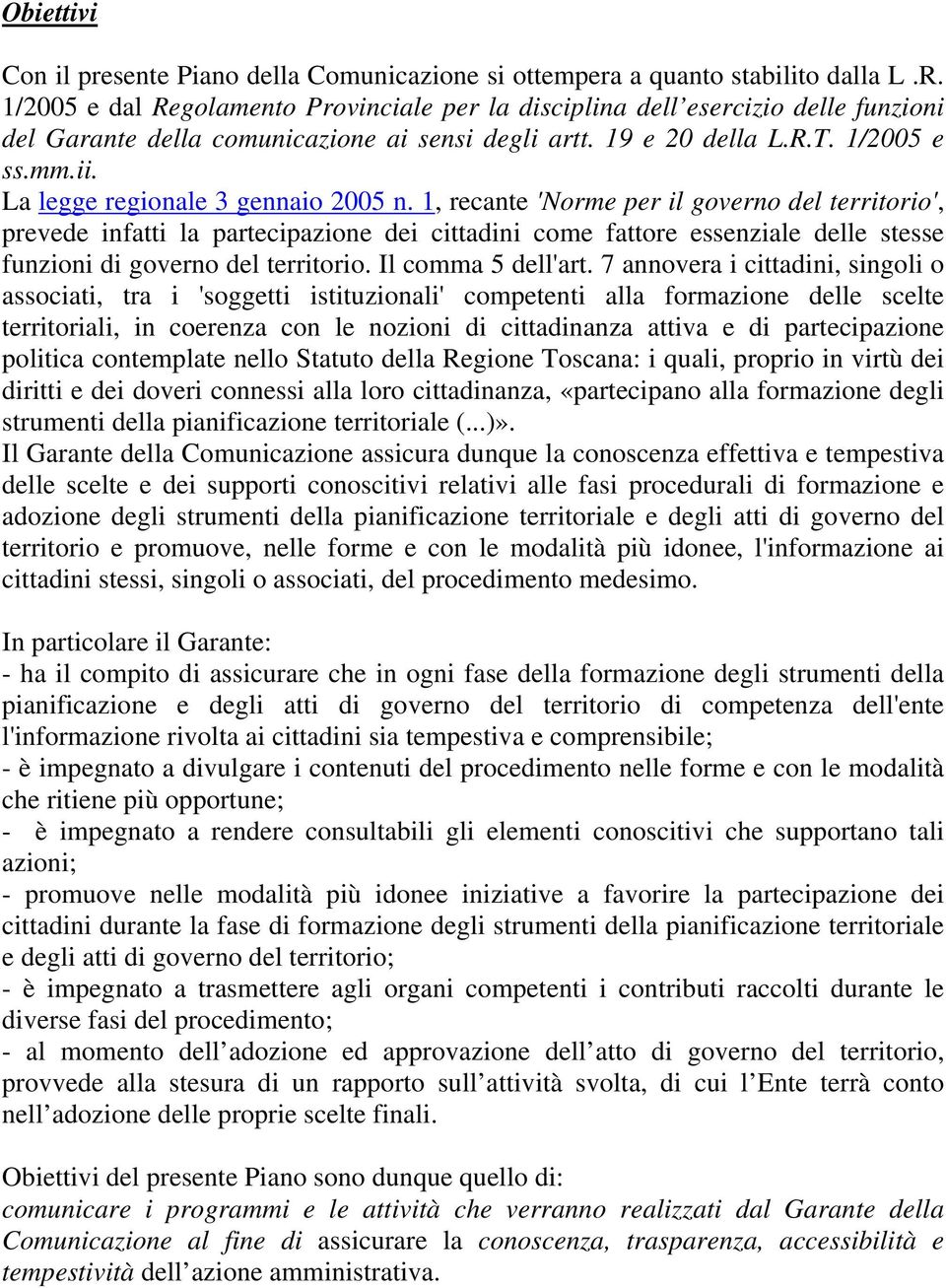 La legge regionale 3 gennaio 2005 n.