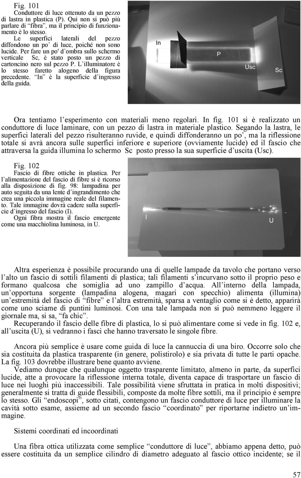 L illuminatore è lo stesso faretto alogeno della figura precedente. In è la superficie d ingresso della guida. Ora tentiamo l esperimento con materiali meno regolari. In fig.