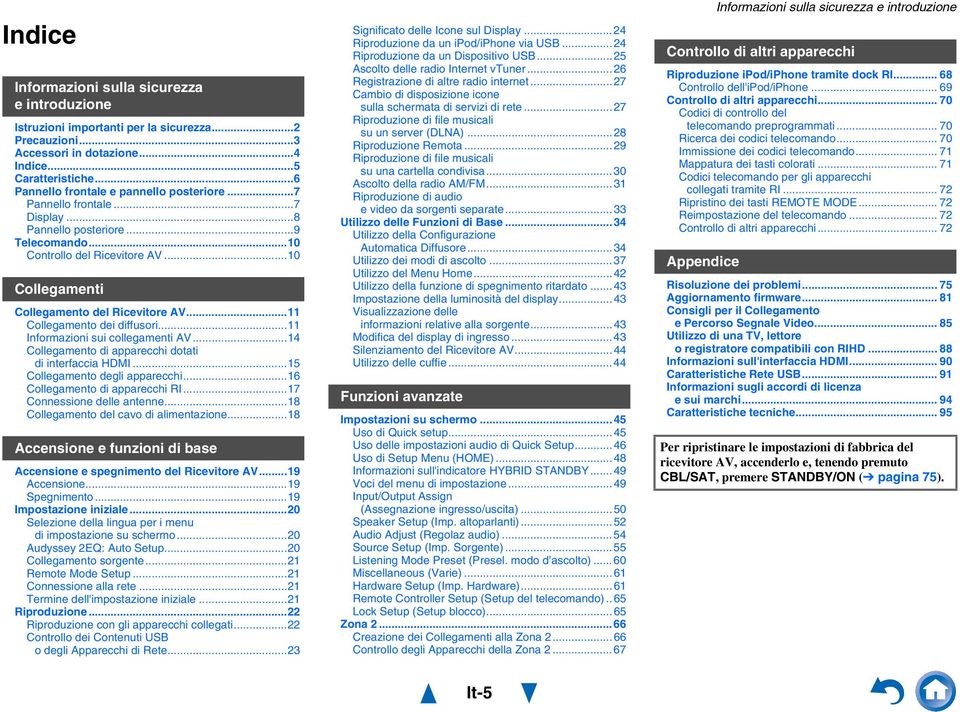 .. Collegamento dei diffusori... Informazioni sui collegamenti AV...4 Collegamento di apparecchi dotati di interfaccia HDMI...5 Collegamento degli apparecchi...6 Collegamento di apparecchi RI.