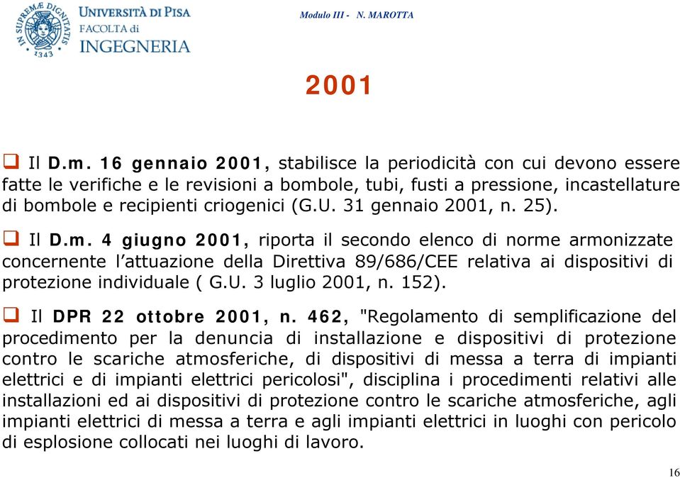 31 gennaio 2001, n. 25). Il D.m.