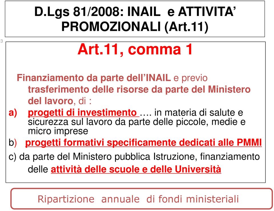 progetti di investimento.