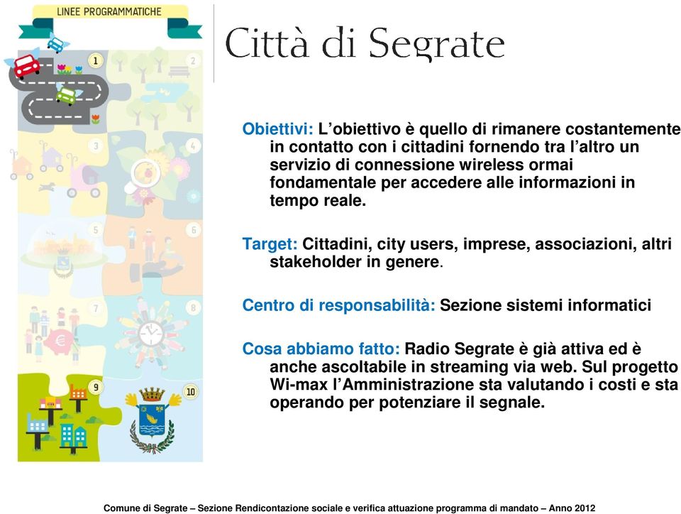 Target: Cittadini, city users, imprese, associazioni, altri stakeholder in genere.