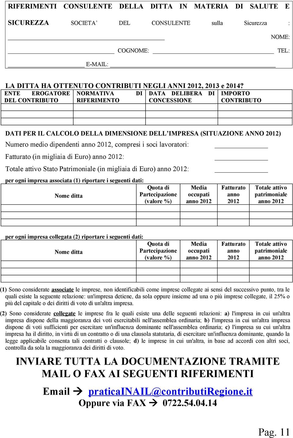 anno 2012, compresi i soci lavoratori: Fatturato (in migliaia di Euro) anno 2012: Totale attivo Stato Patrimoniale (in migliaia di Euro) anno 2012: per ogni impresa associata (1) riportare i seguenti