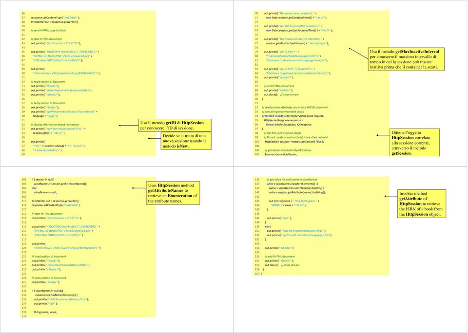 println( 50 "<html xmlns = \"http://www.w3.org/1999/xhtml\">" ); 51 52 // head section of document 53 out.println("<head>" ); 54 out.println( "<title>welcome to Sessions</title>" ); 55 out.