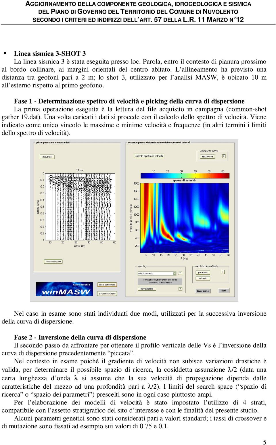 Fase 1 - Determinazione spettro di velocità e picking della curva di dispersione La prima operazione eseguita è la lettura del file acquisito in campagna (common-shot gather 19.dat).