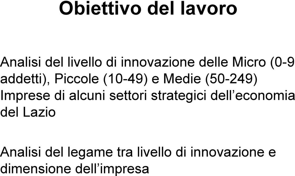 di alcuni settori strategici dell economia el Lazio nalisi