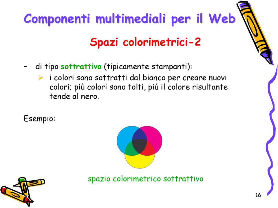 nuovi colori; più colori sono tolti, più il colore