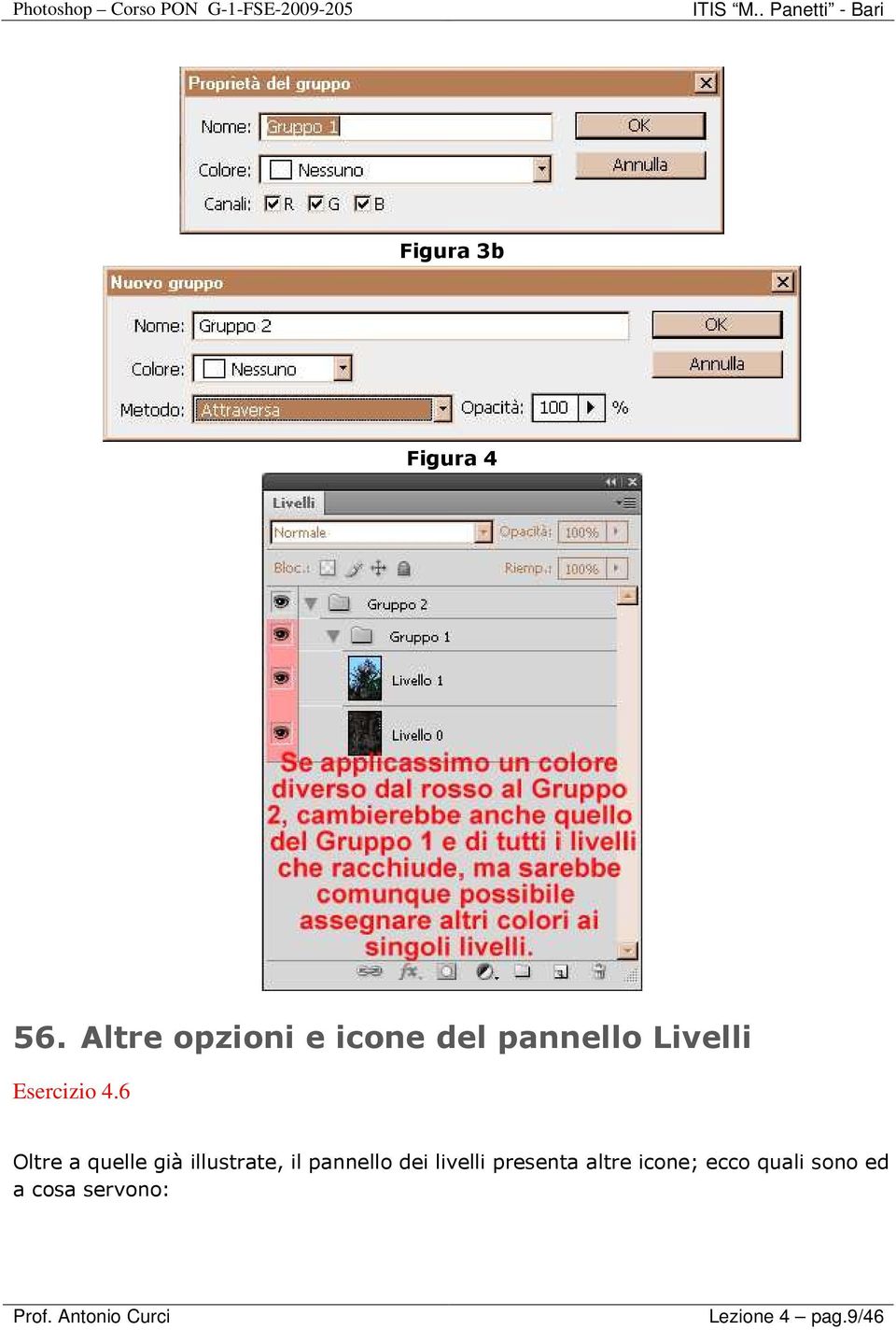 4.6 Oltre a quelle già illustrate, il pannello dei