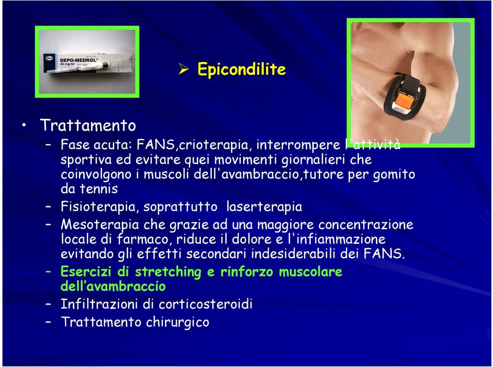 grazie ad una maggiore concentrazione locale di farmaco, riduce il dolore e l'infiammazione evitando gli effetti secondari