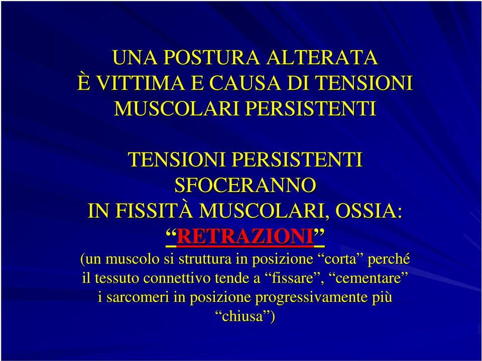 (un muscolo si struttura in posizione corta perché il tessuto connettivo