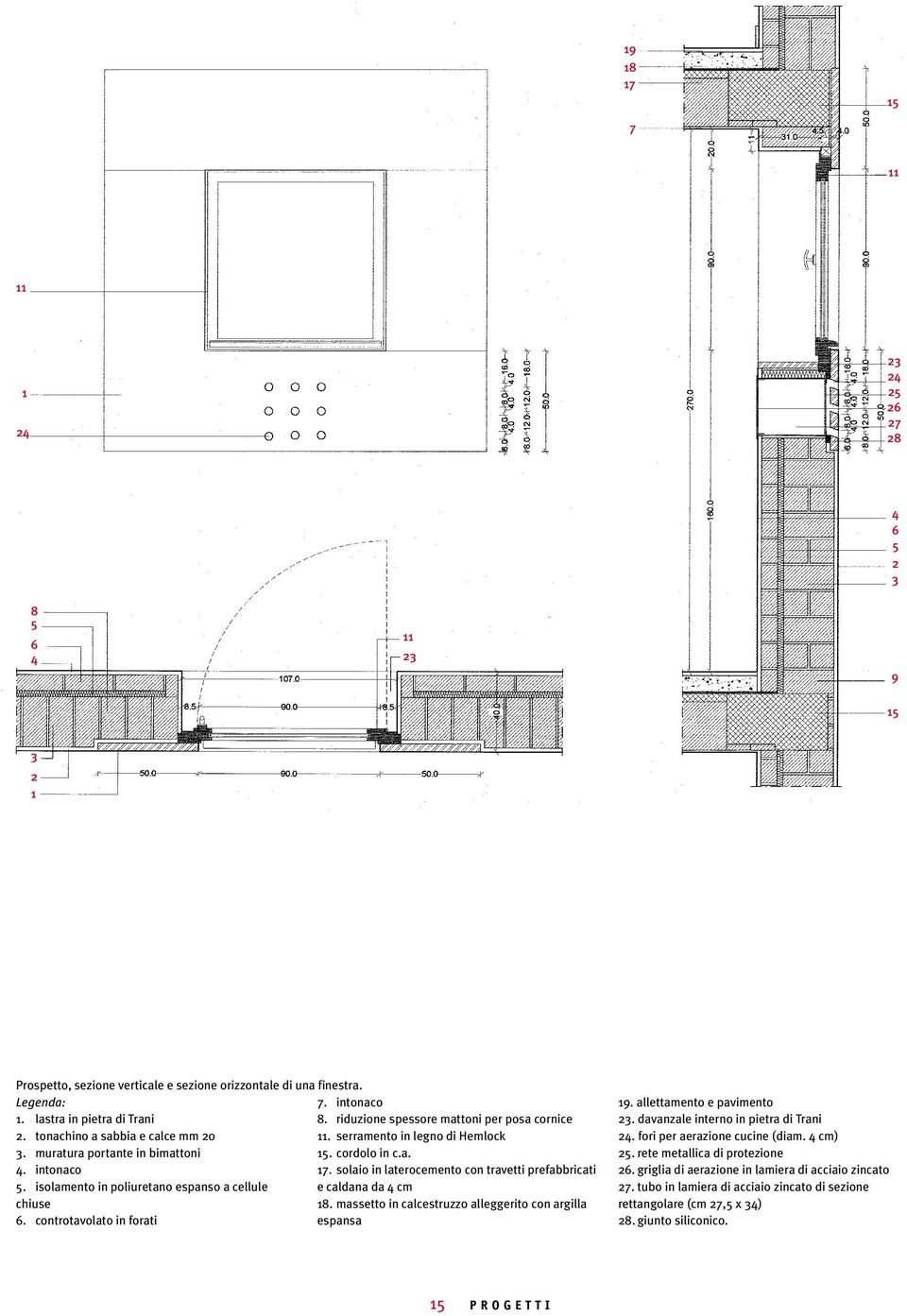 solaio in laterocemento con travetti prefabbricati 5. isolamento in poliuretano espanso a cellule e caldana da 4 cm chiuse 18. massetto in calcestruzzo alleggerito con argilla 6.