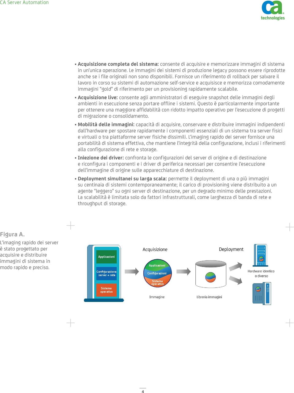 Fornisce un riferimento di rollback per salvare il lavoro in corso su sistemi di automazione self-service e acquisisce e memorizza comodamente immagini "gold" di riferimento per un provisioning