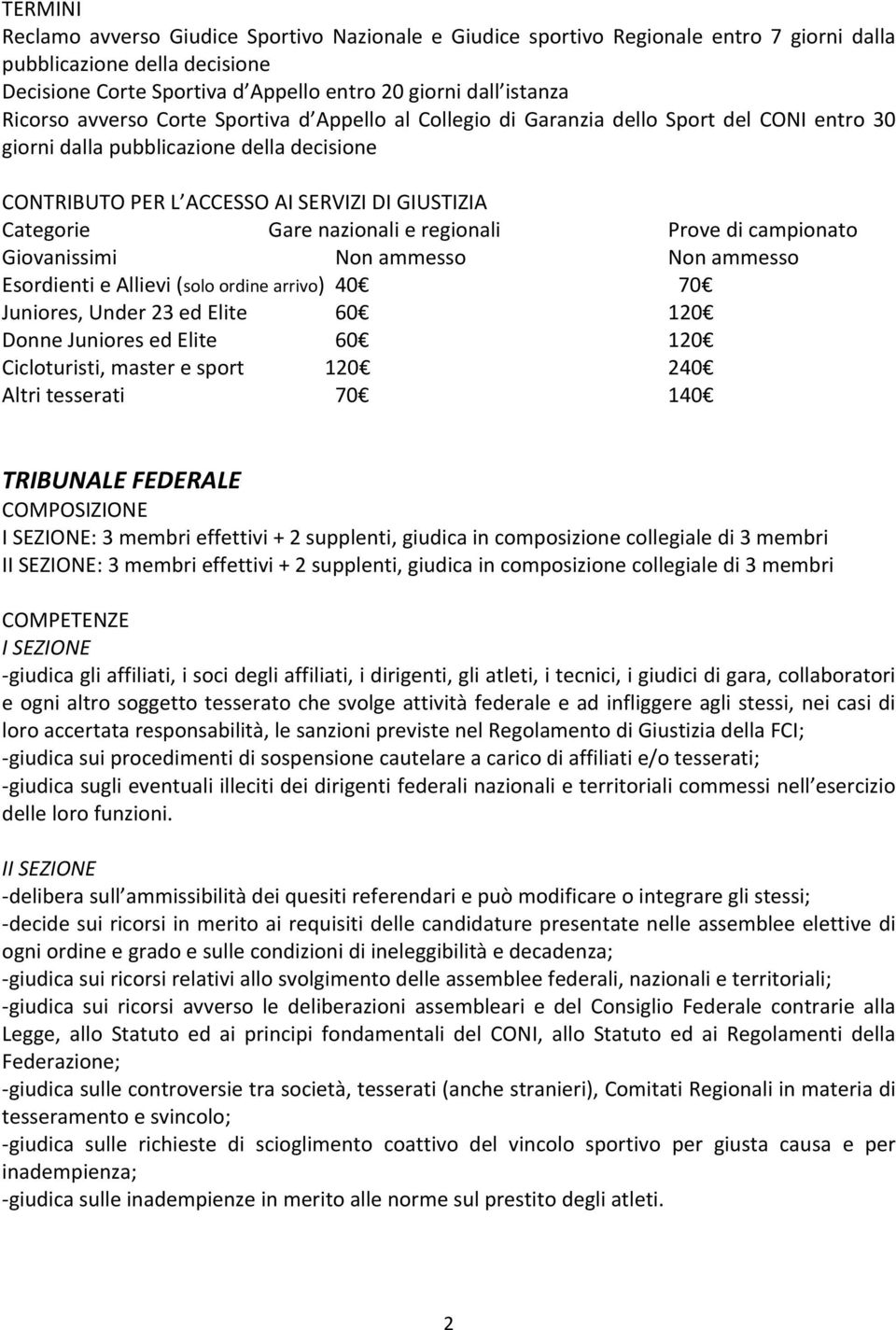 Giovanissimi Non ammesso Non ammesso Esordienti e Allievi (solo ordine arrivo) 40 70 Juniores, Under 23 ed Elite 60 120 Donne Juniores ed Elite 60 120 Cicloturisti, master e sport 120 240 Altri