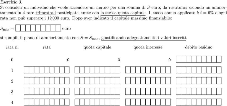 trimestrali posticipate, tutte con la stessa quota capitale.