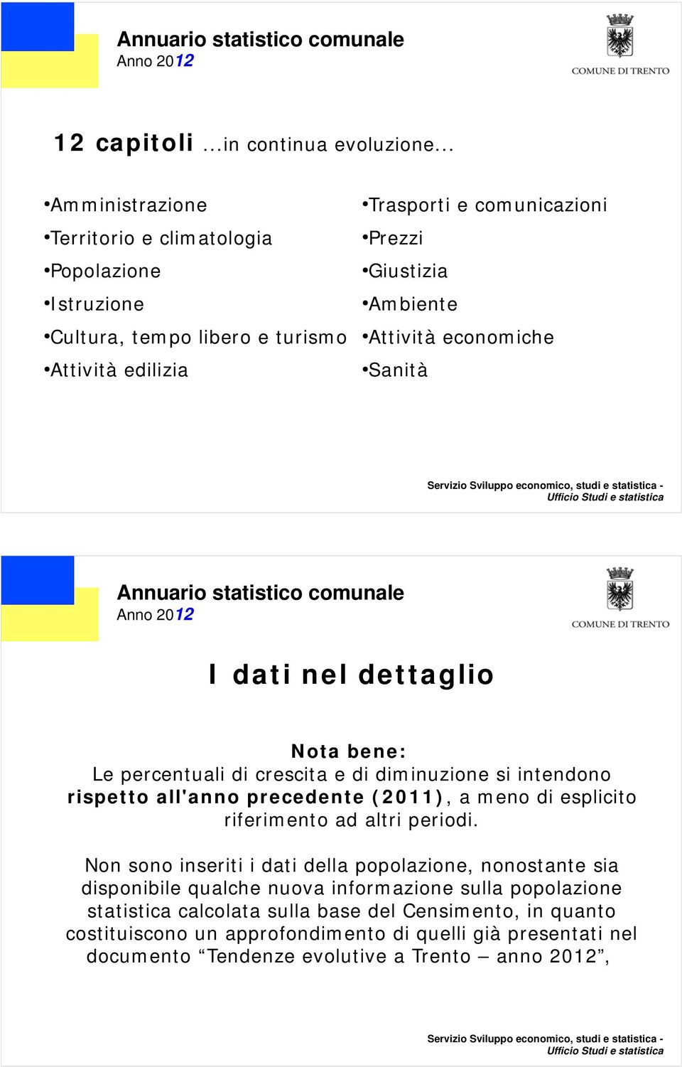 Attività economiche Sanità I dati nel dettaglio Nota bene: Le percentuali di crescita e di diminuzione si intendono rispetto all'anno precedente (2011), a meno di esplicito