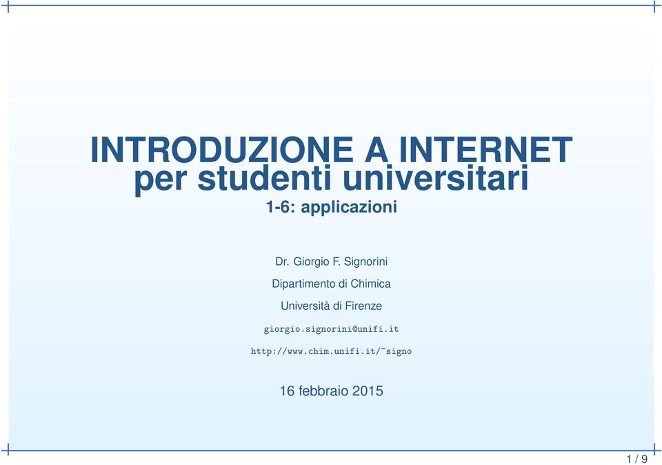 Signorini Dipartimento di Chimica Università di