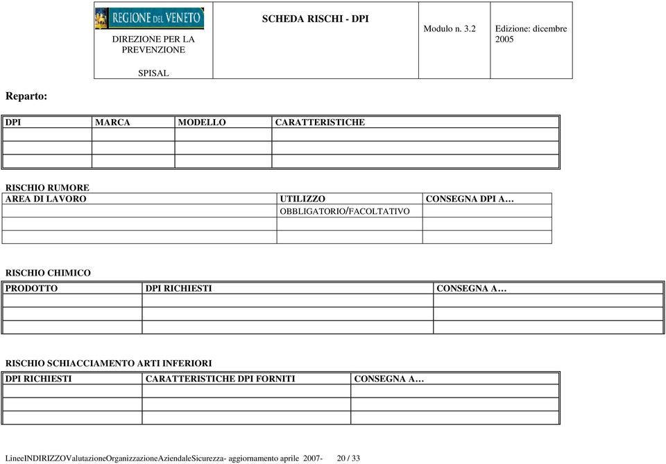 UTILIZZO CONSEGNA DPI A OBBLIGATORIO/FACOLTATIVO RISCHIO CHIMICO PRODOTTO DPI RICHIESTI CONSEGNA A