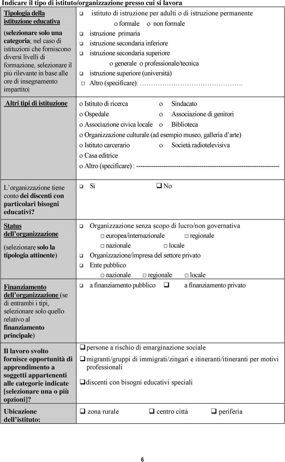 istruzione secondaria inferiore istruzione secondaria superiore ο generale ο professionale/tecnica istruzione superiore (università) Altro (specificare):.