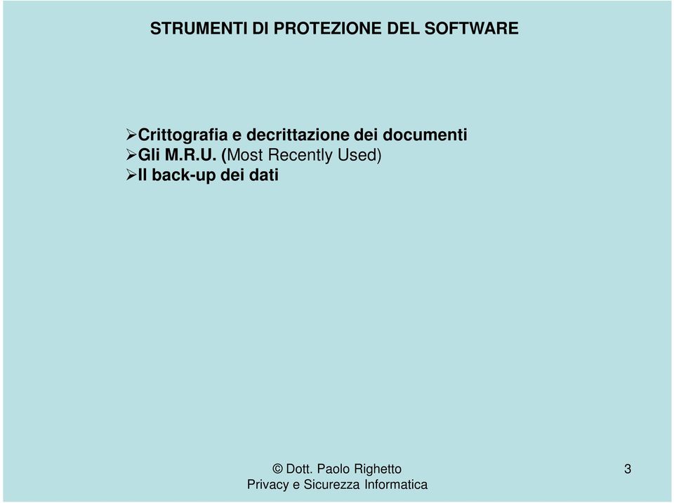 decrittazione dei documenti Gli M.