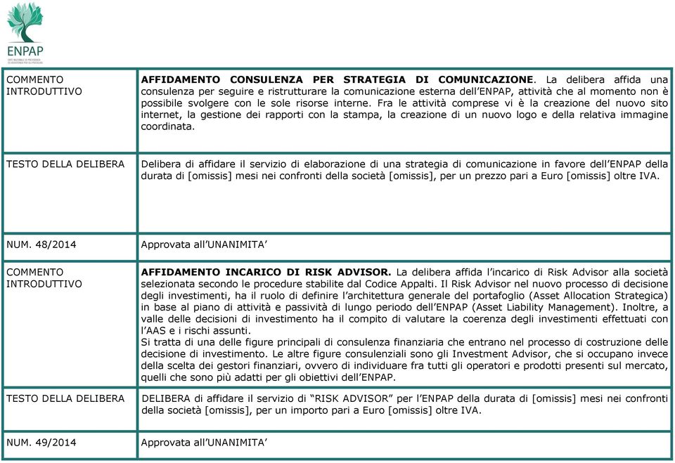 Fra le attività comprese vi è la creazione del nuovo sito internet, la gestione dei rapporti con la stampa, la creazione di un nuovo logo e della relativa immagine coordinata.