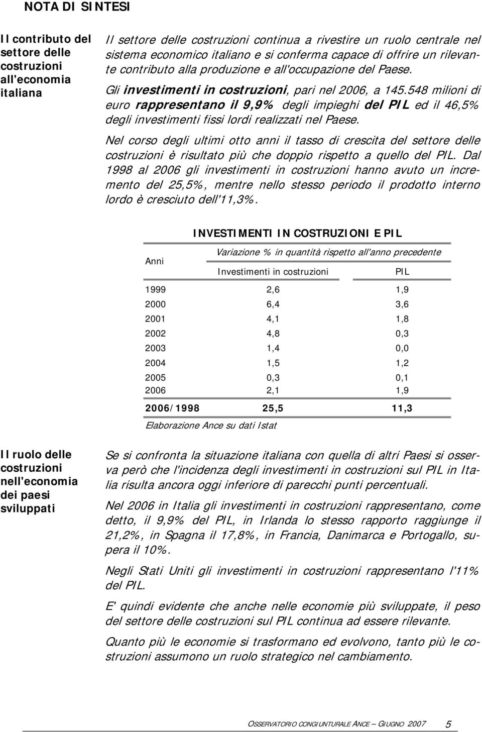 548 milioni di euro rappresentano il 9,9% degli impieghi del PIL ed il 46,5% degli investimenti fissi lordi realizzati nel Paese.