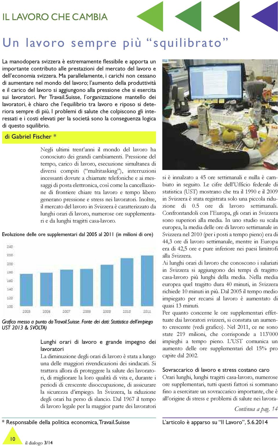 Per Travail.Suisse, l organizzazione mantello dei lavoratori, è chiaro che l equilibrio tra lavoro e riposo si deteriora sempre di più.