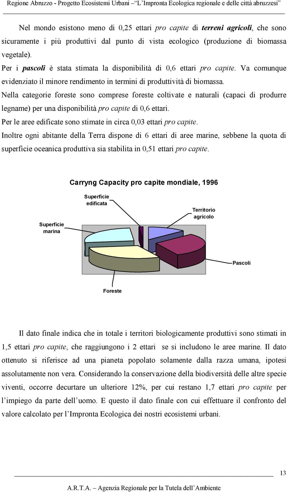 Nella categorie foreste sono comprese foreste coltivate e naturali (capaci di produrre legname) per una disponibilità pro capite di 0,6 ettari.