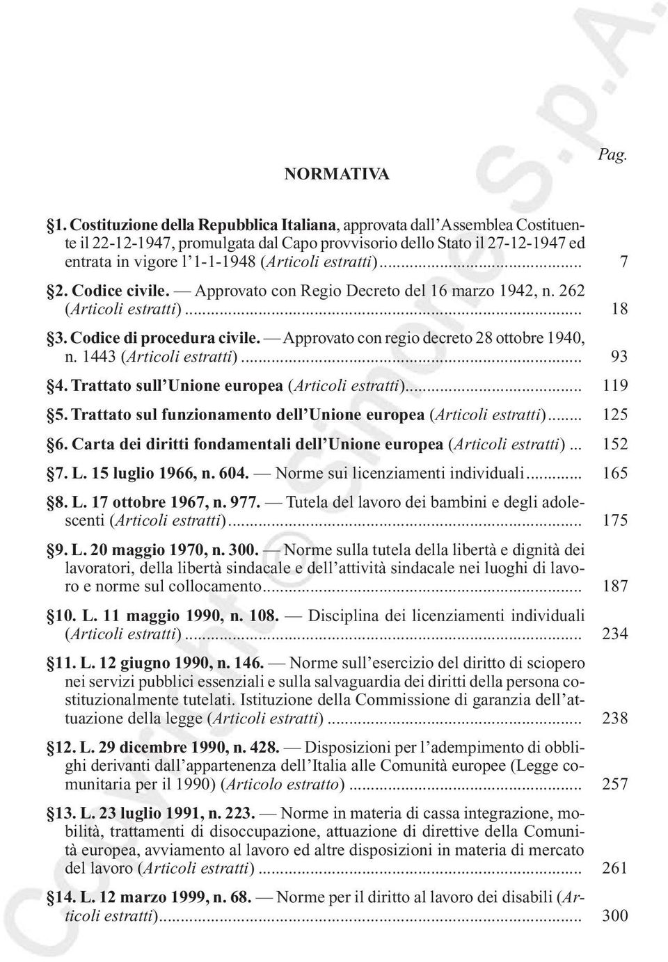 estratti)... 7 2. Codice civile. Approvato con Regio Decreto del 16 marzo 1942, n. 262 (Articoli estratti)... 18 3. Codice di procedura civile. Approvato con regio decreto 28 ottobre 1940, n.