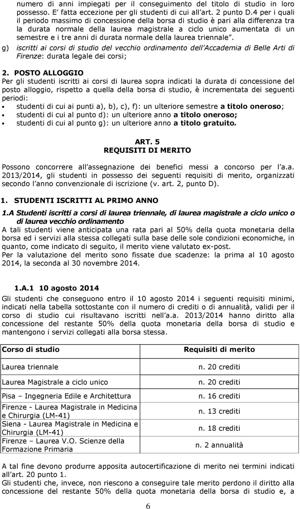durata normale della laurea triennale. g) iscritti ai corsi di studio del vecchio ordinamento dell Accademia di Belle Arti di Firenze: durata legale dei corsi; 2.