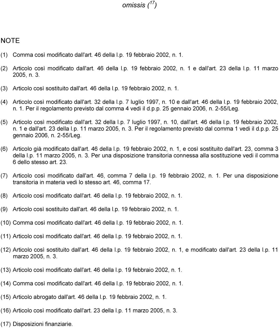 p.p. 25 gennaio 2006, n. 2-55/Leg. (5) Articolo così modificato dall'art. 32 della l.p. 7 luglio 1997, n. 10, dall'art. 46 della l.p. 19 febbraio 2002, n. 1 e dall'art. 23 della l.p. 11 marzo 2005, n.