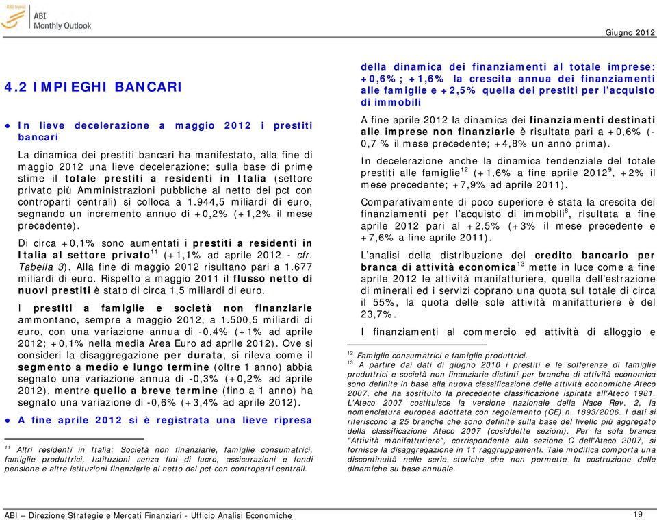 944,5 miliardi di euro, segnando un incremento annuo di +0,2% (+1,2% il mese precedente).